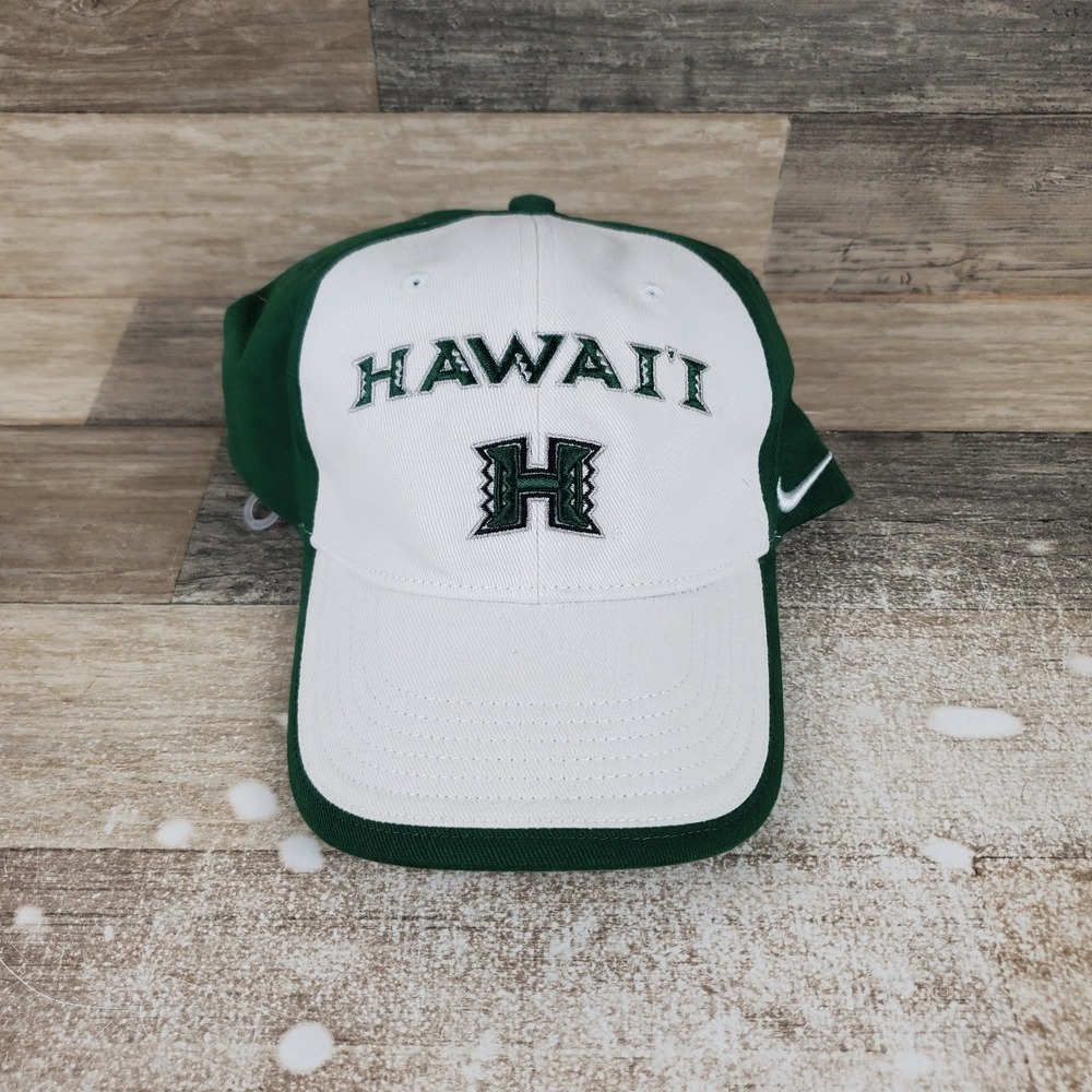 Nike Team Hawaii Rainbow Warriors Football Cap Mens Large Green White Fitted Hat